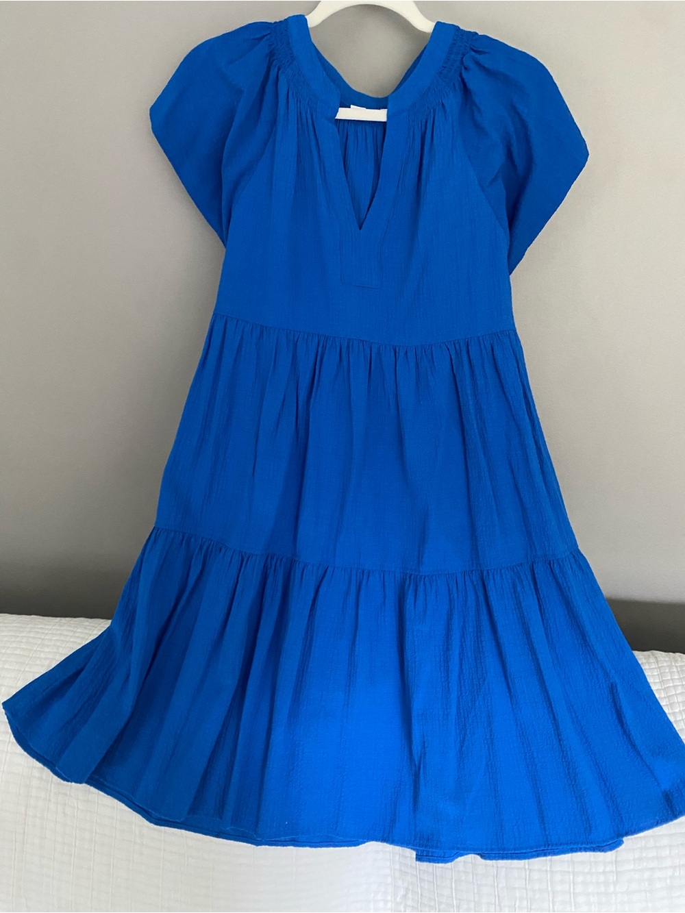 Calvin Klein Cobalt Blue Tiered V-Neck Dress